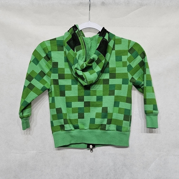 Minecraft Face Cover Hoodie Zip Up Jacket Green 60% Cotton 40% Polyester Sz XS - Picture 4 of 6